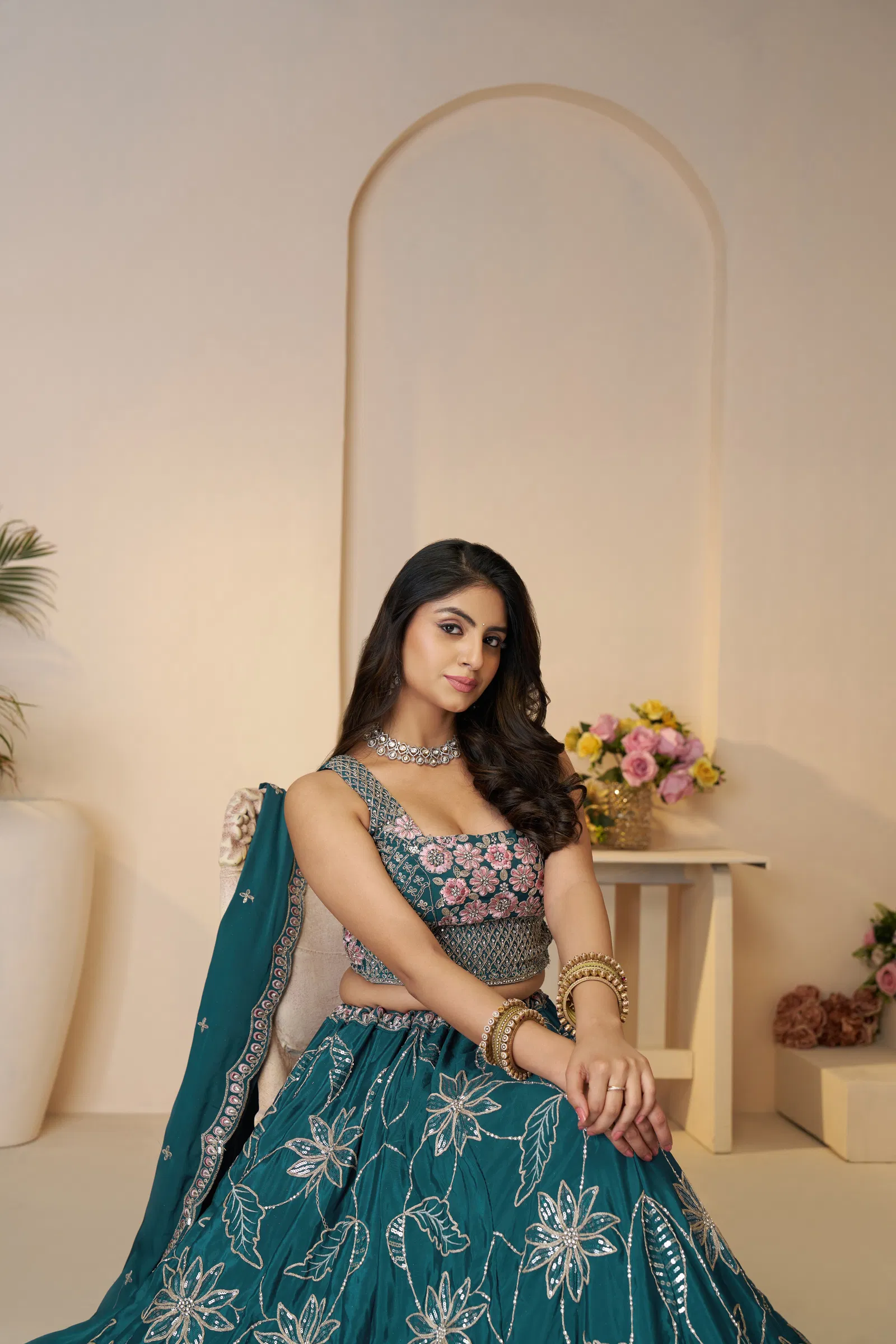 Kf 28 Blue Satin Silk Sequin Work Bridal Lehenga Wholesale Market In Surat